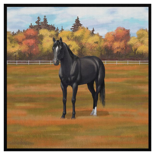 Tissu Beau Stallion Cheval du Quartier Noir (Échantillon)
