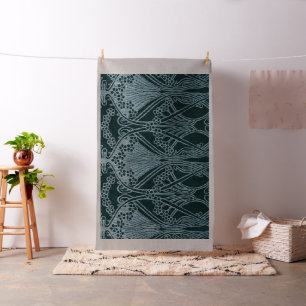 Tissu Beau, turquoise argent, motif de nouveau d'art,