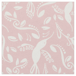 Tissu Beaux colibris Oiseaux de Colibri Pastel rose