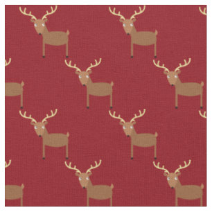 Tissu Bébé Enfants Cerf Mignon Crèche Rouge Foncé