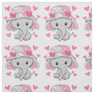 Tissu Bébé mignon Eléphant fille