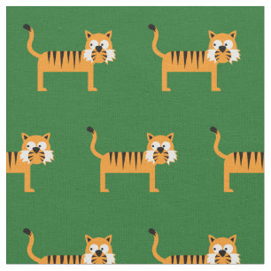 Tissu Bébé Tigre Mignon Crèche Vert Chat