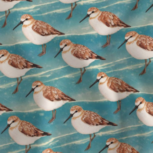 Tissu Bécasseau côtier à l'aquarelle sur vagues de l'océ