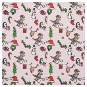 Tissu befana de noël rose