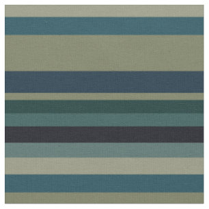 Tissu Beige, bleu, vert et rayures noires