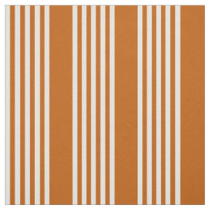 Tissu Beige et orange brûlé cinq rayures motif