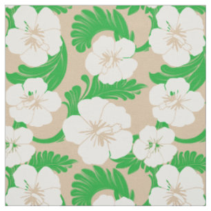 Tissu Beige kaki floral de ketmie hawaïenne tropicale