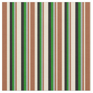 Tissu Beige, Sienne, gris foncé, vert et noir