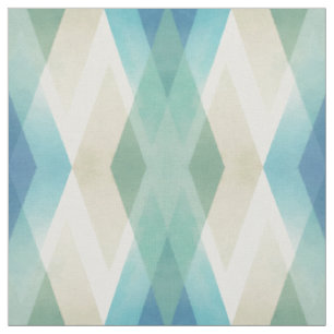 Tissu Beige Vert Bleu Blanc Turquoise Rhombus Motif