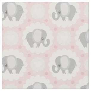 Tissu Bel éléphant de bébé dans le rose