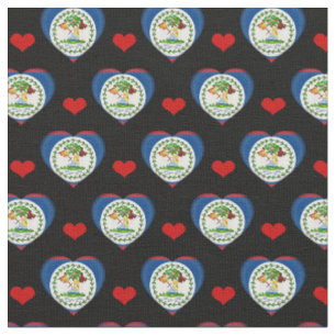 Tissu Belize Flag & Red Heart fashion Fabric /Belize