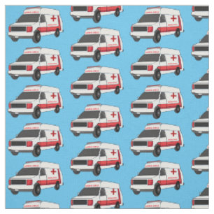 Tissu Belle ambulance rouge caricature van
