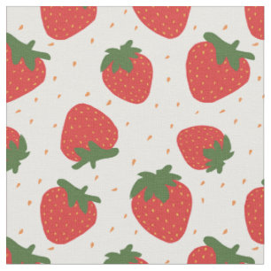 Tissu Belle fraises motifs jardin rouge blanc été