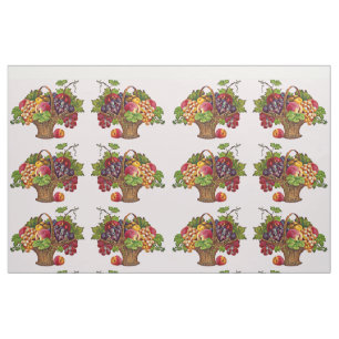 Tissu belle impression de panier de fruits victoriens