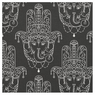 Tissu Belle main de Hamsa sur le noir