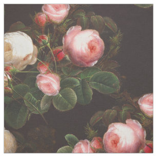 Tissu Belles roses et bourgeons roses