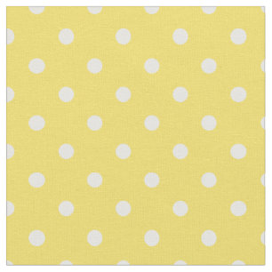 Tissu Beurre-tasse Point Polka jaune et blanc