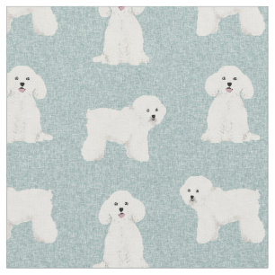 Tissu Bichon Frise bleu clair