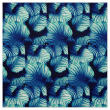 Big Blue Tropical Feuilles Fabric