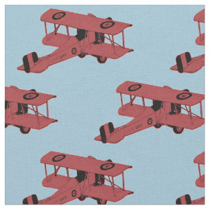 Tissu Biplans vintages rouges
