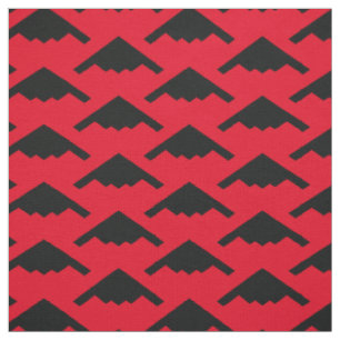 Tissu Black B-2 Spirit Bomber Motif furtif sur rouge