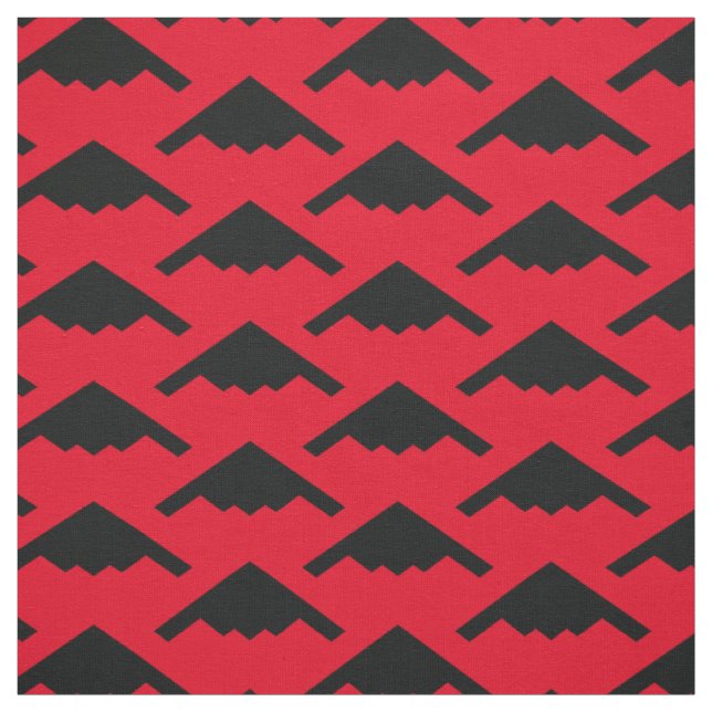 Tissu Black B-2 Spirit Bomber Motif furtif sur rouge (Échantillon)