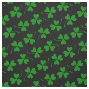 Tissu Black & Green St Patrick's Day Shamrock Motif