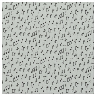 Tissu Black Music Notes on Grey