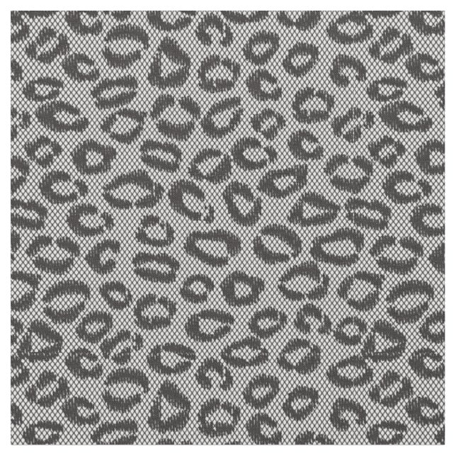Tissu Black net lace with leopard pattern on white (Fermer)