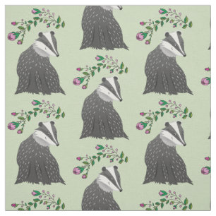 Tissu Blaireaux floraux