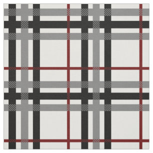 Tissu blanc et rouge noir de plaid