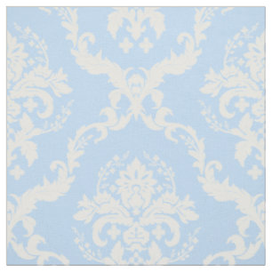 Tissu Blanc Floral Damas Custom Light Blue Arrière - pla