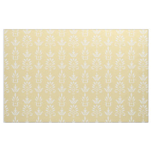 Tissu blanc jaune élégant damassé