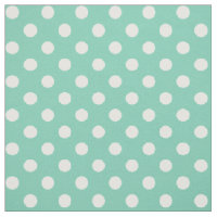 Blanc sur le point de polka vert turquoise