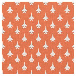 Tissu Blanc sur Orange F-15 Eagle Fighter Jet Motif
