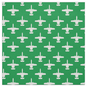 Tissu Blanc sur vert A-10 Warthog Attack Jet Motif