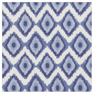 Tissu Blanc tribal Chevron de diamant d'Ikat de bleu