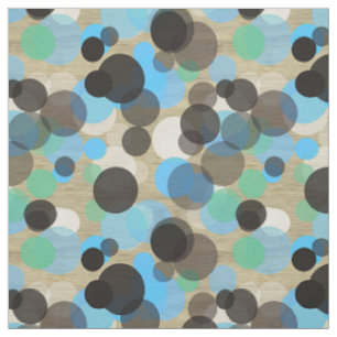 Tissu Blanc Turquoise Blue Mint Pois Motif Bois