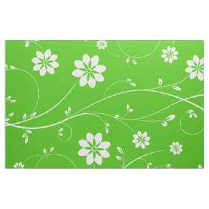 Tissu Blancs et verts délicats motifs floraux