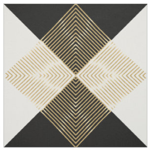 Tissu Blancs Noir Géométrique Or Grilles Design moderne