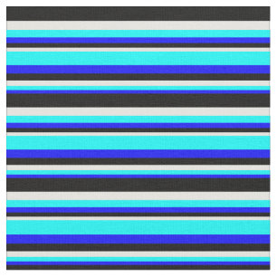 Tissu Bleu, Aqua, Blancs et Noirs