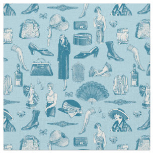 Tissu bleu art déco années 1920 flapper glamor feminine