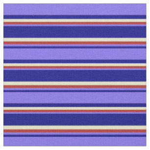 Tissu Bleu, bleu moyen, rouge et or pâle