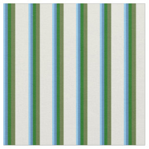 Tissu Bleu ciel, Bleu, Vert, Olive foncé Vert & Beige