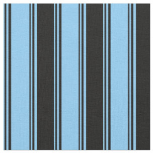 Tissu Bleu ciel clair et rayures de couleur noire