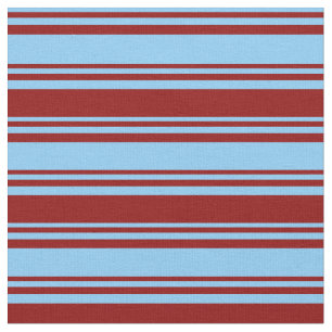 Tissu Bleu ciel clair et rayures rouge foncé