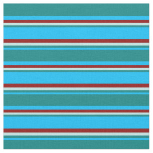 Tissu Bleu ciel profond, Turquoise, Turquoise et Rouge f