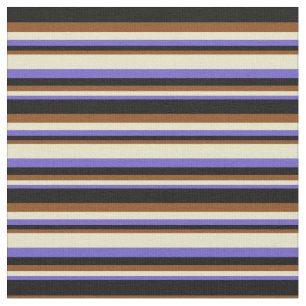 Tissu Bleu d'ardoise, Bleu d'or pâle, Brown et Noir