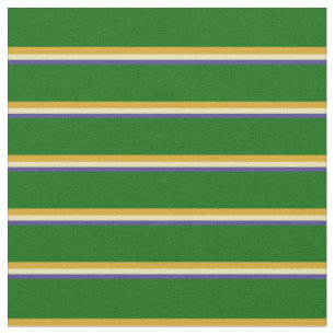 Tissu Bleu d'ardoise foncée, Tan, verge d'or et vert fon