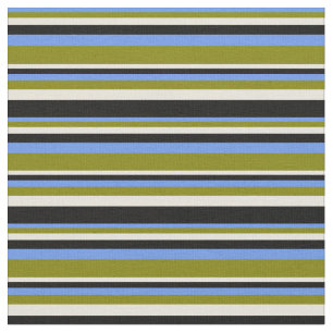 Tissu Bleu de Cornflower, vert, beige et noir